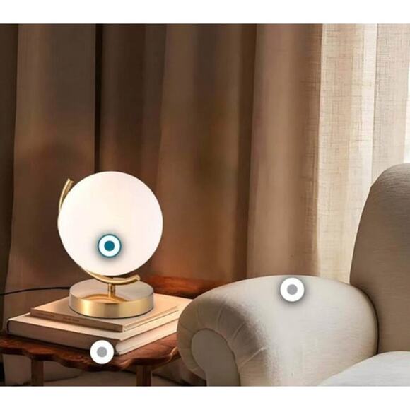 COTTAGE LIFE Gold Globe Table Lamp with Glass Ball Lamp Shade Mid Century Modern - Picture 6 of 6